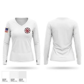 Womens Long Sleeve Vneck Shirt, HALLOCK, Fire Department, Teamtime, Team time, sublimation, custom sports apparel, team uniforms, spirit wear, spiritwear, sports uniforms, custom shirts, team store, custom team store, fundraiser sports, apparel fundraiser