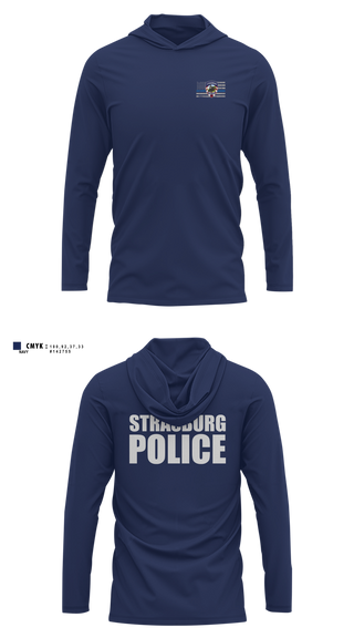 Long Sleeve Performance Shirt with hood, Strasburg Police, Police, Teamtime, Team time, sublimation, custom sports apparel, team uniforms, spirit wear, spiritwear, sports uniforms, custom shirts, team store, custom team store, fundraiser sports, apparel fundraiser