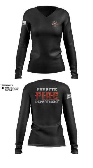 Womens Long Sleeve Vneck Shirt, Fayette Township Fire Department, Fire Department, Teamtime, Team time, sublimation, custom sports apparel, team uniforms, spirit wear, spiritwear, sports uniforms, custom shirts, team store, custom team store, fundraiser sports, apparel fundraiser