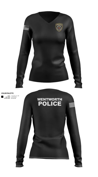 Womens Long Sleeve Vneck Shirt, Wentworth Police Department, Police, Teamtime, Team time, sublimation, custom sports apparel, team uniforms, spirit wear, spiritwear, sports uniforms, custom shirts, team store, custom team store, fundraiser sports, apparel fundraiser