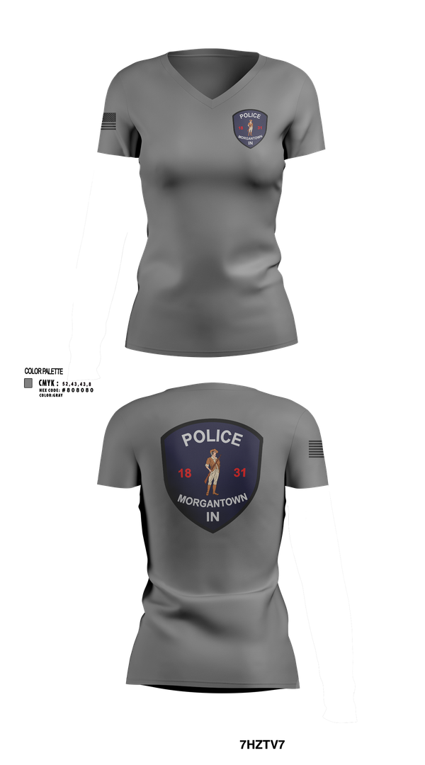 Morgantown Police Department 83325246 Women's Short Sleeve V-neck Shirt - 102