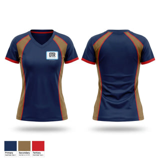 Womens Short Sleeve Vneck Shirt, Off the Rail, Golf, Teamtime, Team time, sublimation, custom sports apparel, team uniforms, spirit wear, spiritwear, sports uniforms, custom shirts, team store, custom team store, fundraiser sports, apparel fundraiser
