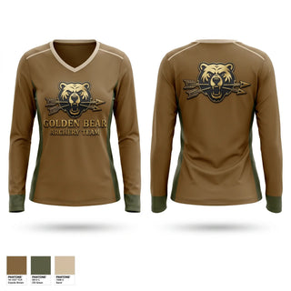 Womens Long Sleeve Vneck Shirt, Golden bear archery, Baseball, Teamtime, Team time, sublimation, custom sports apparel, team uniforms, spirit wear, spiritwear, sports uniforms, custom shirts, team store, custom team store, fundraiser sports, apparel fundraiser