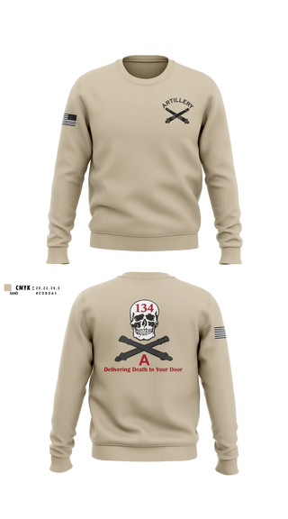 Crew Neck Sweatshirt, A Battery 1-134th Field Artillery, Army, Teamtime, Team time, sublimation, custom sports apparel, team uniforms, spirit wear, spiritwear, sports uniforms, custom shirts, team store, custom team store, fundraiser sports, apparel fundraiser