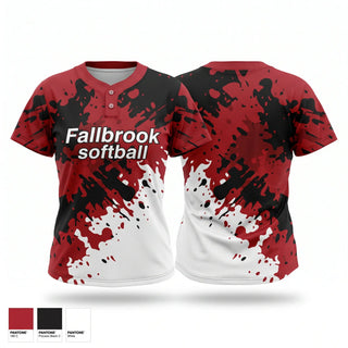 Two Button Softball Jersey, Fallbrook softball, Softball, Teamtime, Team time, sublimation, custom sports apparel, team uniforms, spirit wear, spiritwear, sports uniforms, custom shirts, team store, custom team store, fundraiser sports, apparel fundraiser