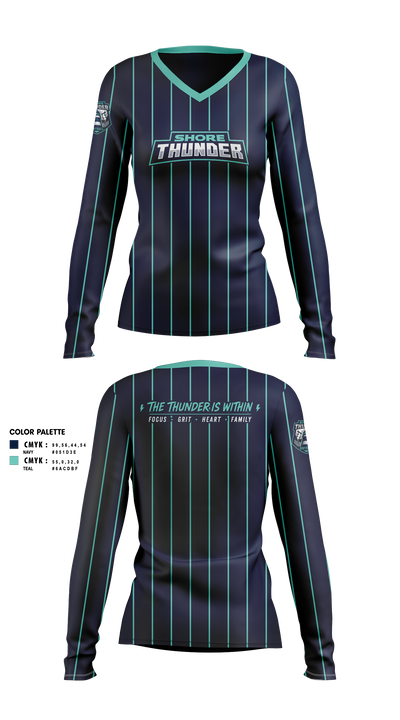 Shore Thunder Women's Long Sleeve V-neck Shirt - 2