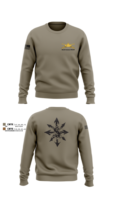 Crew Neck Sweatshirt, Charlie Company 120th INF, National Guard, Teamtime, Team time, sublimation, custom sports apparel, team uniforms, spirit wear, spiritwear, sports uniforms, custom shirts, team store, custom team store, fundraiser sports, apparel fundraiser