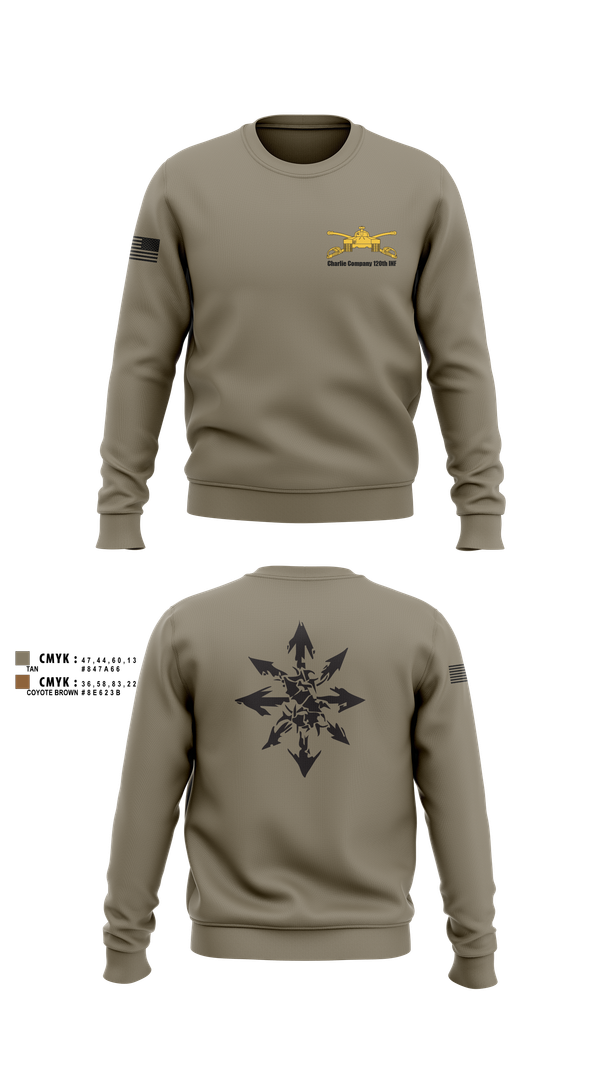 Crew Neck Sweatshirt, Charlie Company 120th INF, National Guard, Teamtime, Team time, sublimation, custom sports apparel, team uniforms, spirit wear, spiritwear, sports uniforms, custom shirts, team store, custom team store, fundraiser sports, apparel fundraiser