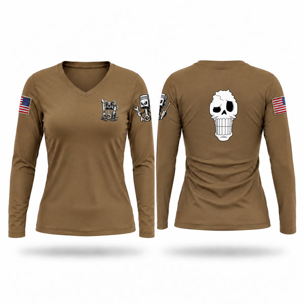 Womens Long Sleeve Vneck Shirt, GSE, Army, Teamtime, Team time, sublimation, custom sports apparel, team uniforms, spirit wear, spiritwear, sports uniforms, custom shirts, team store, custom team store, fundraiser sports, apparel fundraiser
