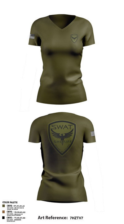 SWAT 89423613 Women's Short Sleeve V-neck Shirt - 1
