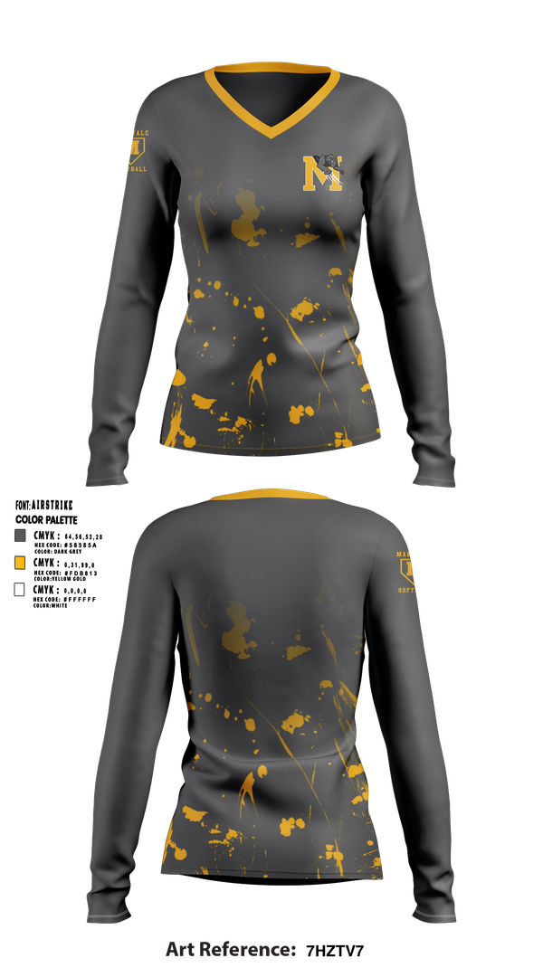 Womens Long Sleeve Vneck Shirt, Maryvale, Softball, Teamtime, Team time, sublimation, custom sports apparel, team uniforms, spirit wear, spiritwear, sports uniforms, custom shirts, team store, custom team store, fundraiser sports, apparel fundraiser