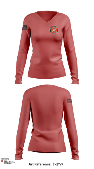 Womens Long Sleeve Vneck Shirt, Marine Corps League Casa Grande Detachment 901, , Teamtime, Team time, sublimation, custom sports apparel, team uniforms, spirit wear, spiritwear, sports uniforms, custom shirts, team store, custom team store, fundraiser sports, apparel fundraiser