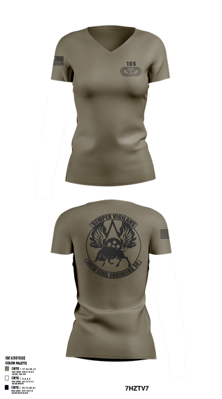 Womens Short Sleeve Vneck Shirt, 106 CES, Air Force, Teamtime, Team time, sublimation, custom sports apparel, team uniforms, spirit wear, spiritwear, sports uniforms, custom shirts, team store, custom team store, fundraiser sports, apparel fundraiser