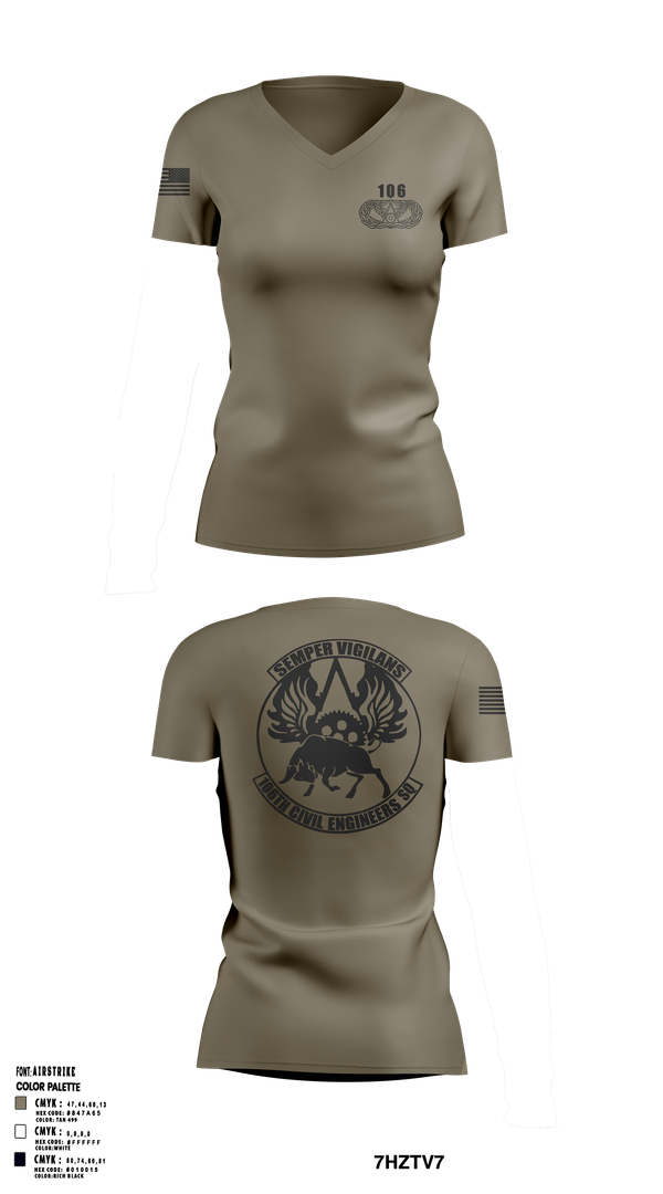 Womens Short Sleeve Vneck Shirt, 106 CES, Air Force, Teamtime, Team time, sublimation, custom sports apparel, team uniforms, spirit wear, spiritwear, sports uniforms, custom shirts, team store, custom team store, fundraiser sports, apparel fundraiser