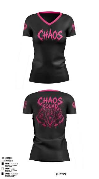 Womens Short Sleeve Vneck Shirt, Chaos squad fire and Ice, E-Sports, Teamtime, Team time, sublimation, custom sports apparel, team uniforms, spirit wear, spiritwear, sports uniforms, custom shirts, team store, custom team store, fundraiser sports, apparel fundraiser