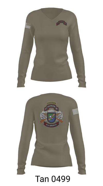 1/75 Ranger Battalion 18723676 Women's Long Sleeve V-neck Shirt - 76