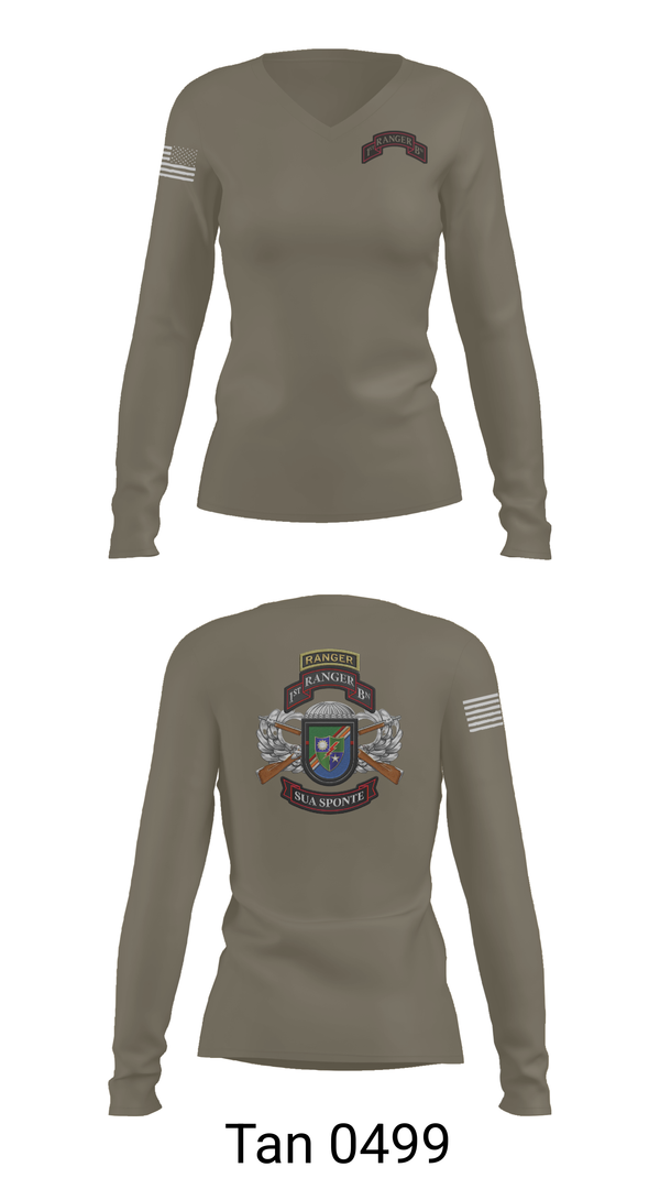 Womens Long Sleeve Vneck Shirt, 1/75 Ranger Battalion, Army, Teamtime, Team time, sublimation, custom sports apparel, team uniforms, spirit wear, spiritwear, sports uniforms, custom shirts, team store, custom team store, fundraiser sports, apparel fundraiser
