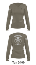Pasadena K9 56975932 Women's Long Sleeve V-neck Shirt - 11