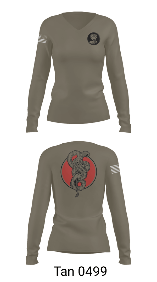 Women's Long Sleeve Vneck Shirt, Red WarriorsCobras, Army, Teamtime, Team time, sublimation, custom sports apparel, team uniforms, spirit wear, spiritwear, sports uniforms, custom shirts, team store, custom team store, fundraiser sports, apparel fundraiser