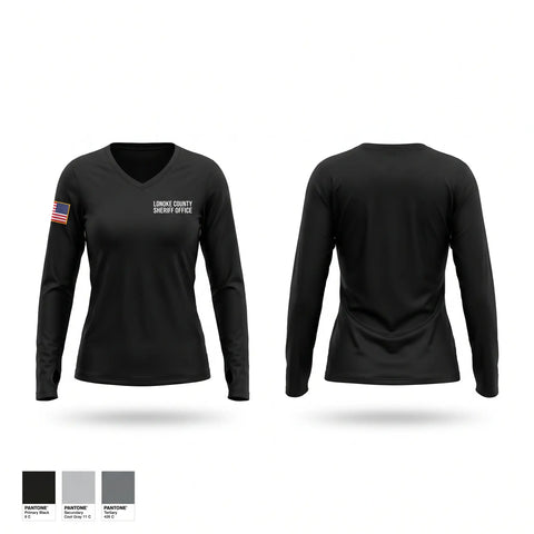 Womens Long Sleeve Vneck Shirt, Lonoke County Sheriff Office, Police, Teamtime, Team time, sublimation, custom sports apparel, team uniforms, spirit wear, spiritwear, sports uniforms, custom shirts, team store, custom team store, fundraiser sports, apparel fundraiser