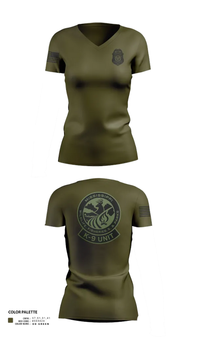 MDWFP K9 21939837 Women's Short Sleeve V-neck Shirt - 201