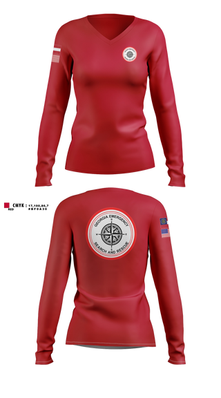 Womens Long Sleeve Vneck Shirt, GESAR, EMS/EMT, Teamtime, Team time, sublimation, custom sports apparel, team uniforms, spirit wear, spiritwear, sports uniforms, custom shirts, team store, custom team store, fundraiser sports, apparel fundraiser