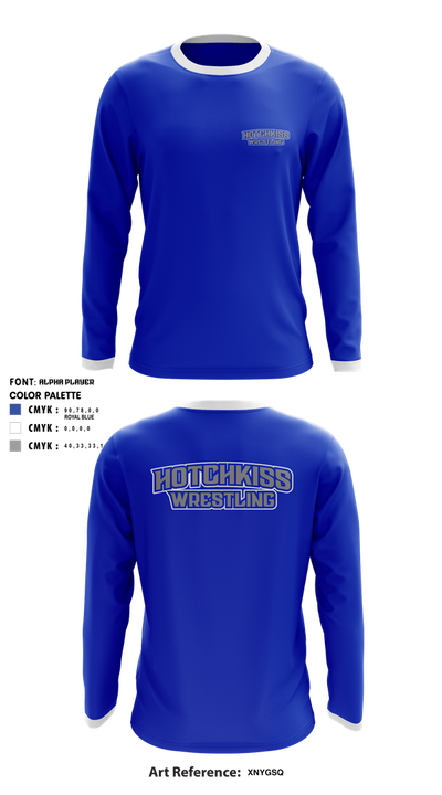The Hotchkiss School / Hotchkiss Wrestling / Bearcats 19721687 Long Sleeve Rash Guard Shirt - 4