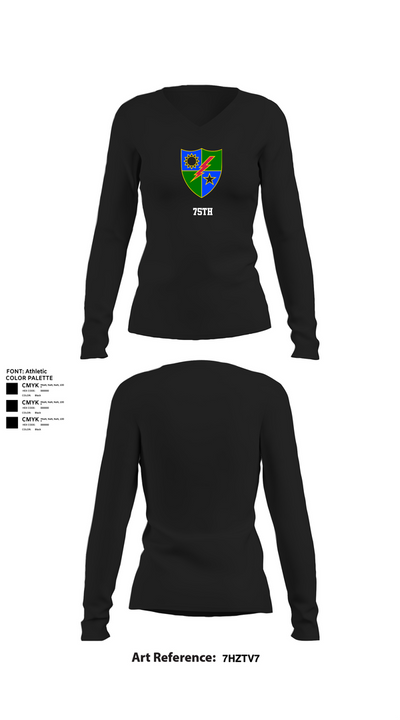75th 74408618 Women's Long Sleeve V-neck Shirt - 22