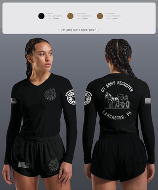 Womens Long Sleeve Vneck Shirt, LANCASTE, PA RECRUITING, , Teamtime, Team time, sublimation, custom sports apparel, team uniforms, spirit wear, spiritwear, sports uniforms, custom shirts, team store, custom team store, fundraiser sports, apparel fundraiser