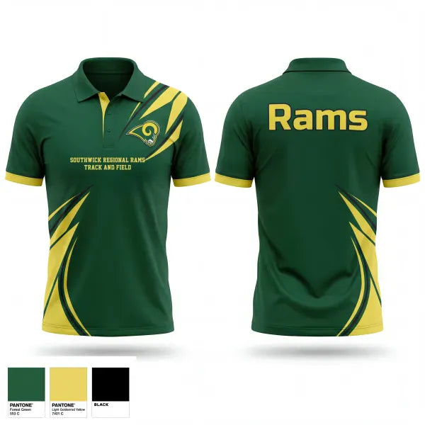 Short Sleeve Performance Polo, Southwick Regional Rams, Track & Field, Teamtime, Team time, sublimation, custom sports apparel, team uniforms, spirit wear, spiritwear, sports uniforms, custom shirts, team store, custom team store, fundraiser sports, apparel fundraiser