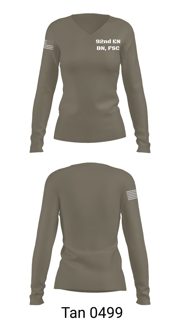 Womens Long Sleeve Vneck Shirt, 92nd EN BN, FSC, Army, Teamtime, Team time, sublimation, custom sports apparel, team uniforms, spirit wear, spiritwear, sports uniforms, custom shirts, team store, custom team store, fundraiser sports, apparel fundraiser
