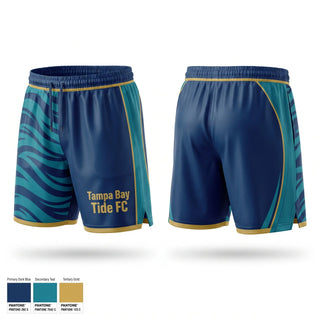 Mens Soccer Shorts, Tampa Bay Tide FC, Men's Soccer, Teamtime, Team time, sublimation, custom sports apparel, team uniforms, spirit wear, spiritwear, sports uniforms, custom shirts, team store, custom team store, fundraiser sports, apparel fundraiser