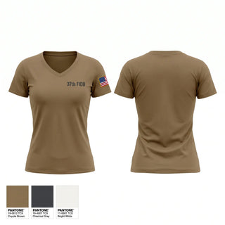 Womens Short Sleeve Vneck Shirt, 37th FICO, Army, Teamtime, Team time, sublimation, custom sports apparel, team uniforms, spirit wear, spiritwear, sports uniforms, custom shirts, team store, custom team store, fundraiser sports, apparel fundraiser
