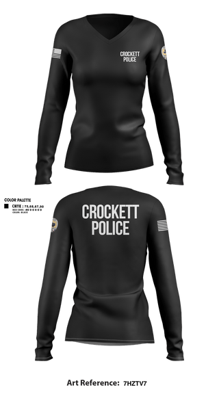Womens Long Sleeve Vneck Shirt, Crockett Police Department, Police, Teamtime, Team time, sublimation, custom sports apparel, team uniforms, spirit wear, spiritwear, sports uniforms, custom shirts, team store, custom team store, fundraiser sports, apparel fundraiser