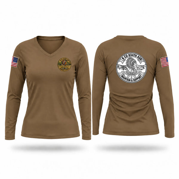 Womens Long Sleeve Vneck Shirt, B co 834 ASB, National Guard, Teamtime, Team time, sublimation, custom sports apparel, team uniforms, spirit wear, spiritwear, sports uniforms, custom shirts, team store, custom team store, fundraiser sports, apparel fundraiser