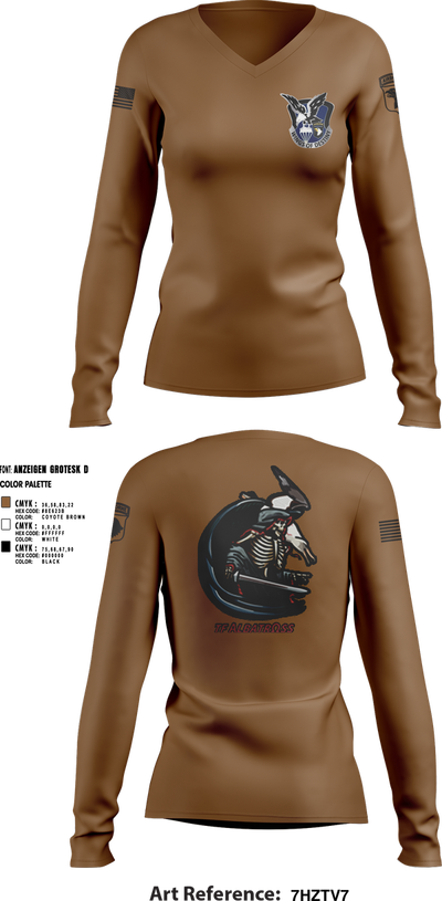 2nd Flt Platoon, B/101 Avn Regt, 101st ABN DIV 10364958 Women's Long Sleeve V-neck Shirt - 3