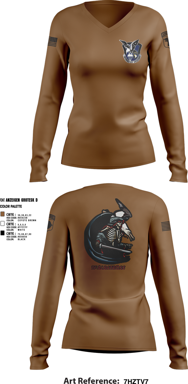 Womens Long Sleeve Vneck Shirt, 2nd Flt Platoon, B/101 Avn Regt, 101st ABN DIV, , Teamtime, Team time, sublimation, custom sports apparel, team uniforms, spirit wear, spiritwear, sports uniforms, custom shirts, team store, custom team store, fundraiser sports, apparel fundraiser