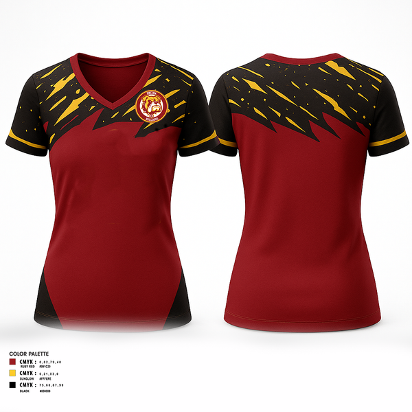 Encina Bulldogs 13200611 Women's Short Sleeve V-neck Shirt - 1