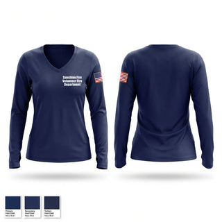 Womens Long Sleeve Vneck Shirt, Sunshine Fire Volunteer Fire Department, Fire Department, Teamtime, Team time, sublimation, custom sports apparel, team uniforms, spirit wear, spiritwear, sports uniforms, custom shirts, team store, custom team store, fundraiser sports, apparel fundraiser
