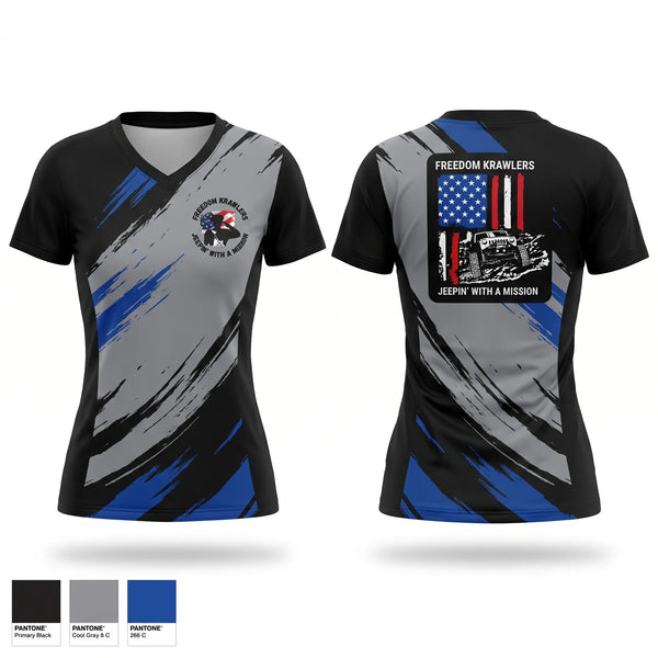Womens Short Sleeve Vneck Shirt, Freedom Krawlers, , Teamtime, Team time, sublimation, custom sports apparel, team uniforms, spirit wear, spiritwear, sports uniforms, custom shirts, team store, custom team store, fundraiser sports, apparel fundraiser