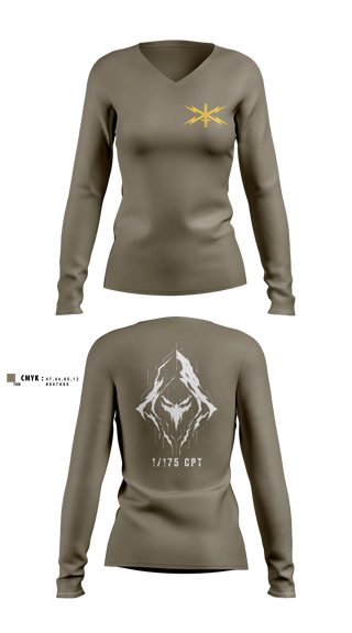 Womens Long Sleeve Vneck Shirt, 175 CPT, National Guard, Teamtime, Team time, sublimation, custom sports apparel, team uniforms, spirit wear, spiritwear, sports uniforms, custom shirts, team store, custom team store, fundraiser sports, apparel fundraiser