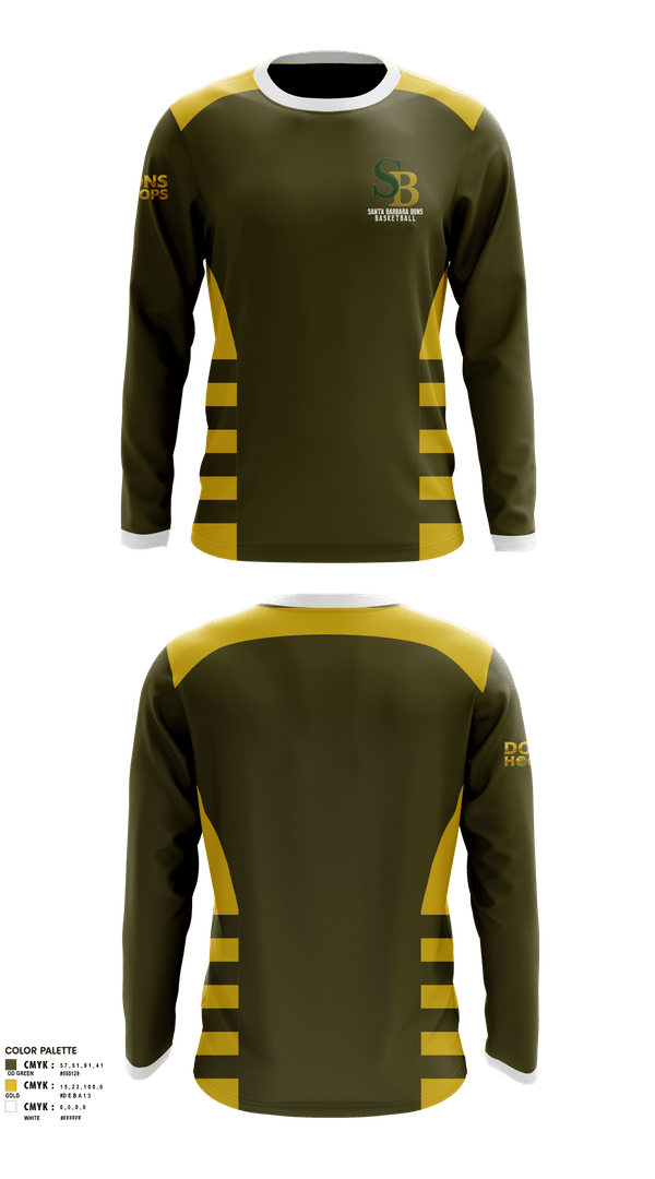 Long Sleeve Performance Shirt, Santa Barbara Dons, Men's Basketball, Teamtime, Team time, sublimation, custom sports apparel, team uniforms, spirit wear, spiritwear, sports uniforms, custom shirts, team store, custom team store, fundraiser sports, apparel fundraiser