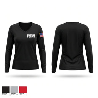 Womens Long Sleeve Vneck Shirt, Central Cambria School Police, Police, Teamtime, Team time, sublimation, custom sports apparel, team uniforms, spirit wear, spiritwear, sports uniforms, custom shirts, team store, custom team store, fundraiser sports, apparel fundraiser