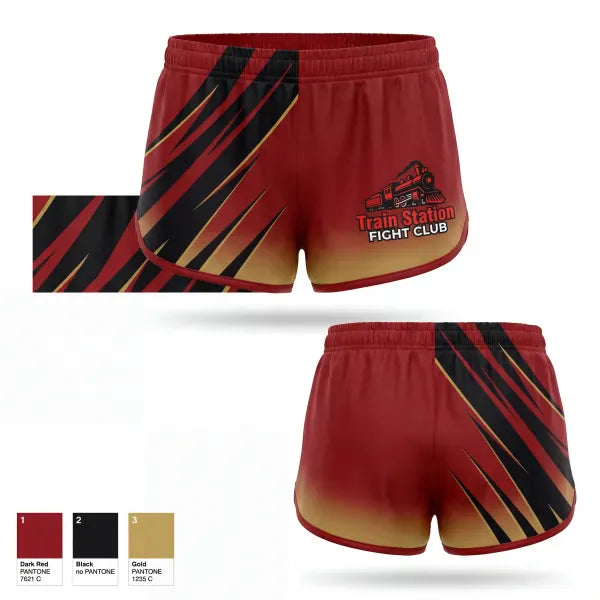 Womens Shorts, Train Station Fight Club, Spirit Store, Teamtime, Team time, sublimation, custom sports apparel, team uniforms, spirit wear, spiritwear, sports uniforms, custom shirts, team store, custom team store, fundraiser sports, apparel fundraiser