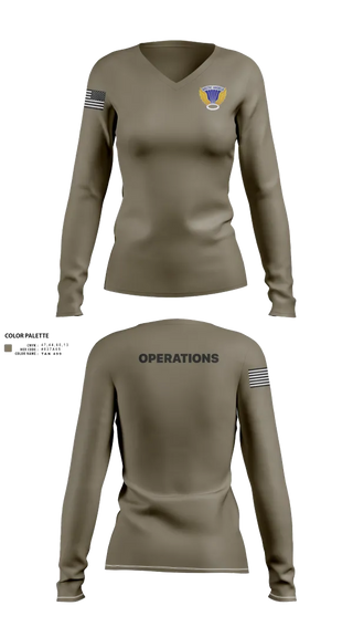Womens Long Sleeve Vneck Shirt, 2/11 IBCT (ABN), , Teamtime, Team time, sublimation, custom sports apparel, team uniforms, spirit wear, spiritwear, sports uniforms, custom shirts, team store, custom team store, fundraiser sports, apparel fundraiser