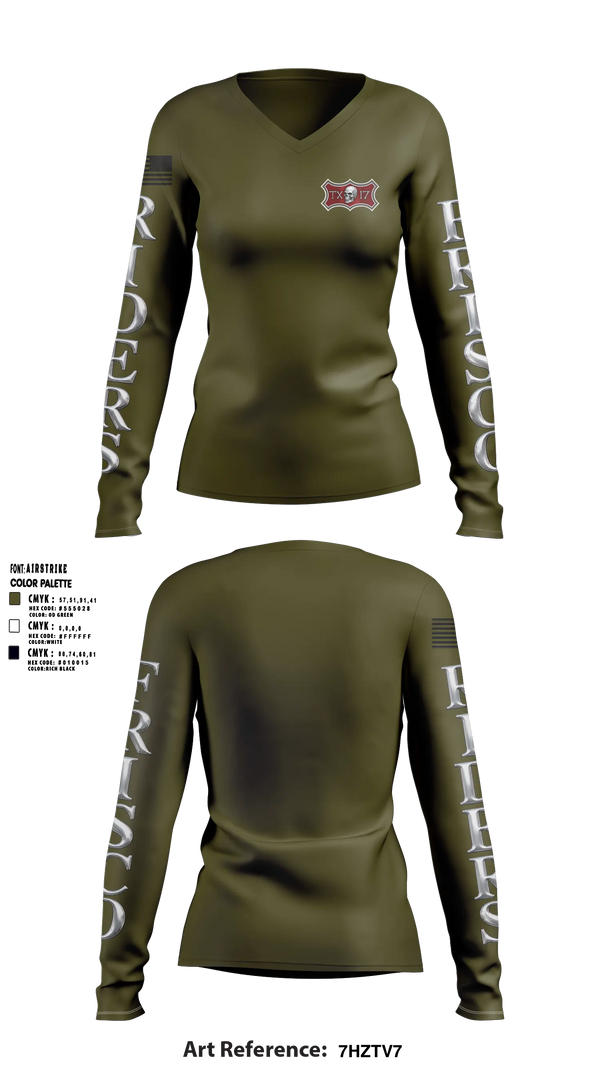 Womens Long Sleeve Vneck Shirt, VFW Riders Unit 17, Marines, Teamtime, Team time, sublimation, custom sports apparel, team uniforms, spirit wear, spiritwear, sports uniforms, custom shirts, team store, custom team store, fundraiser sports, apparel fundraiser