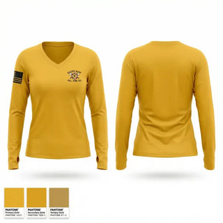 Womens Long Sleeve Vneck Shirt, Golden Glow Volunteer fire company, Fire Department, Teamtime, Team time, sublimation, custom sports apparel, team uniforms, spirit wear, spiritwear, sports uniforms, custom shirts, team store, custom team store, fundraiser sports, apparel fundraiser