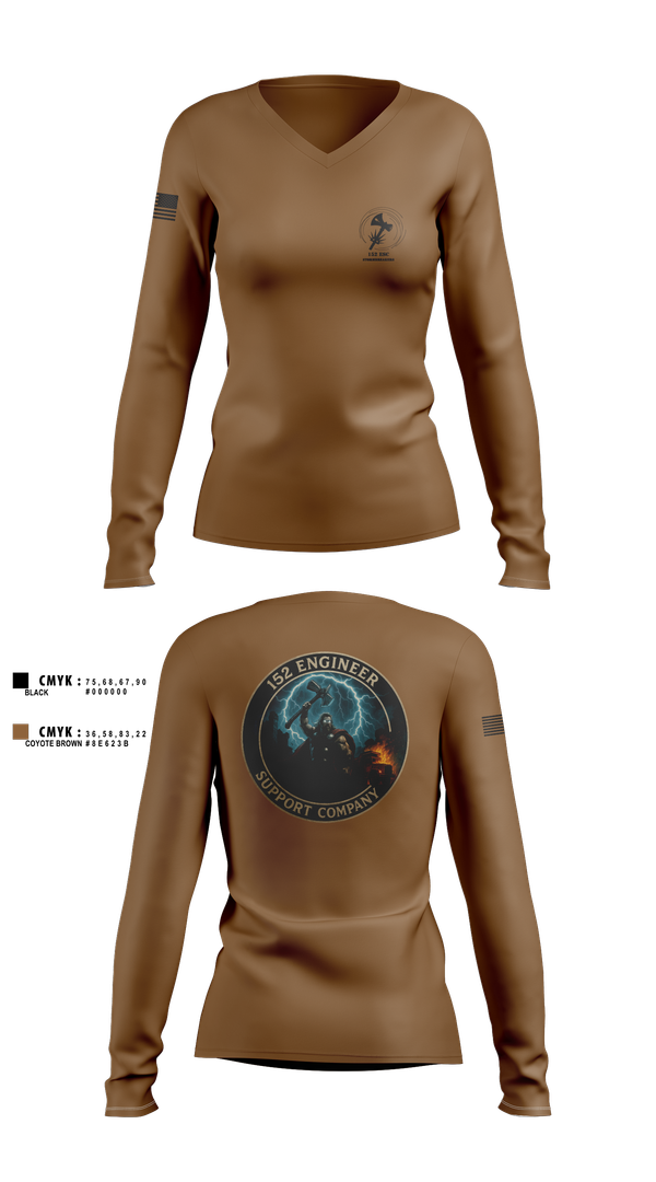 Womens Long Sleeve Vneck Shirt, 152 ESC, , Teamtime, Team time, sublimation, custom sports apparel, team uniforms, spirit wear, spiritwear, sports uniforms, custom shirts, team store, custom team store, fundraiser sports, apparel fundraiser