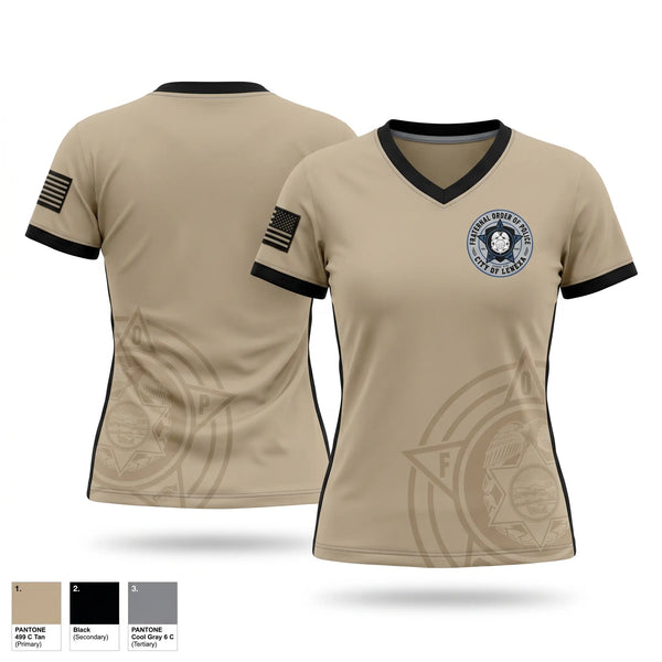 Womens Short Sleeve Vneck Shirt, Lenexa Fraternal Order of Police, Police, Teamtime, Team time, sublimation, custom sports apparel, team uniforms, spirit wear, spiritwear, sports uniforms, custom shirts, team store, custom team store, fundraiser sports, apparel fundraiser