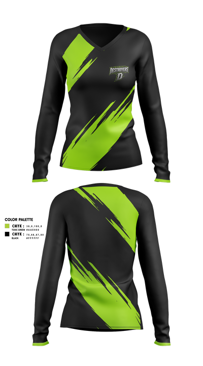 Midwest Destroyers Women's Long Sleeve V-neck Shirt - 2